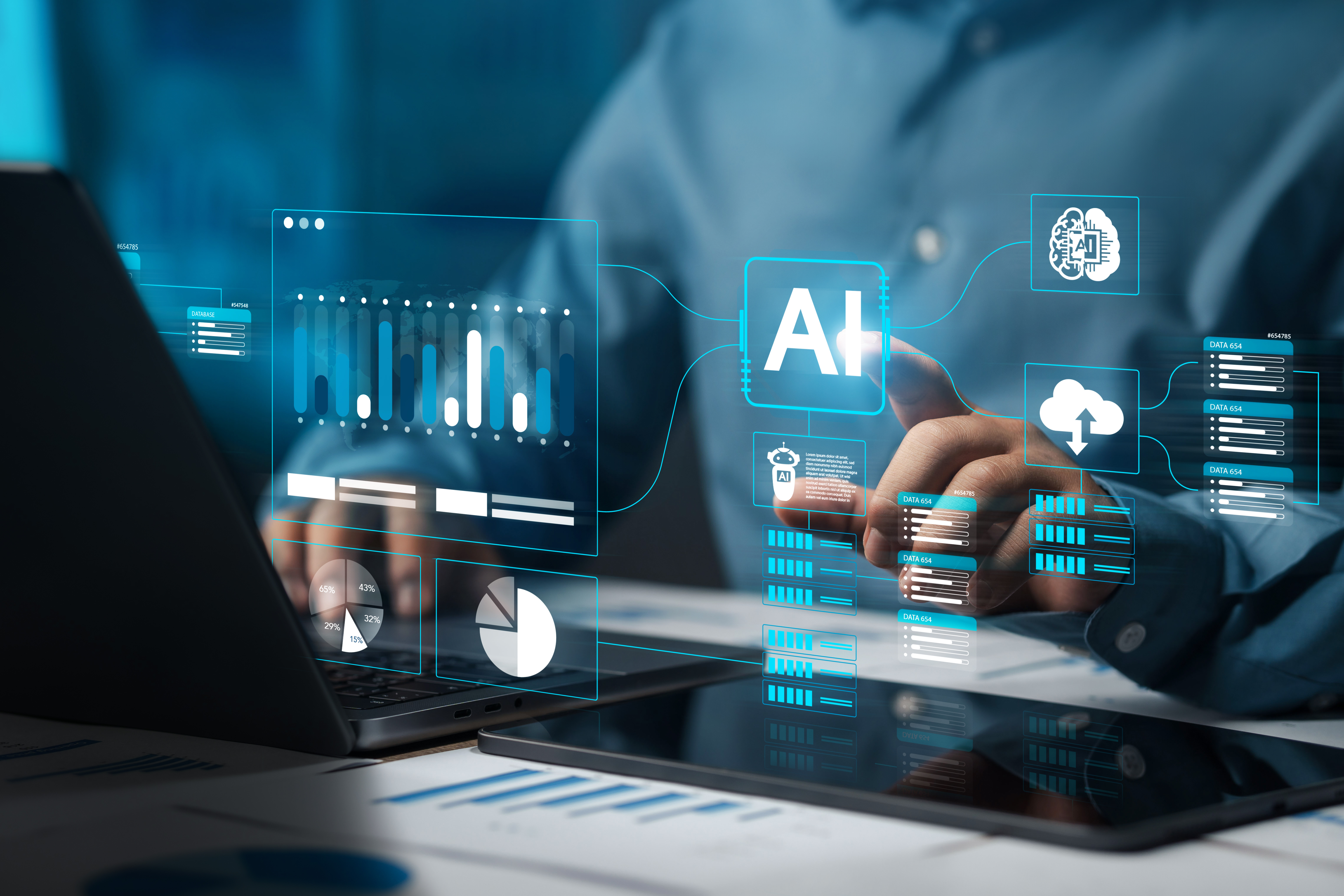Person using AI while working on laptop
